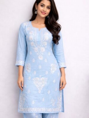 Chanderi 2 Piece Suit | Sky Blue