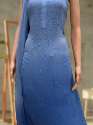 Georgette Long Spaghetti set 3 Pc | Blue