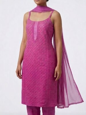 Georgette Short Spaghetti set 3 Pc | Pink