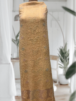 Georgette 3 Piece Suit with Cutdana, Pearl and Chikankari Work | Brown