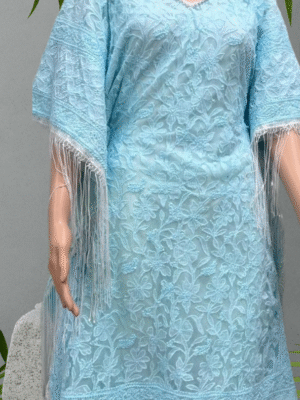 Kaftan Kota Doriya with Chikankari Work | Blue
