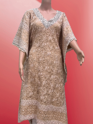 Kaftan Kota Doriya with Chikankari Work | Brown