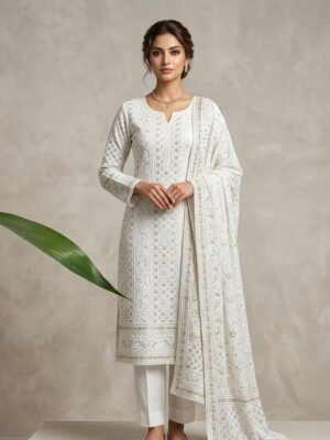 Pure Georgette 2 Piece Suit with Sitare, Aari and Chikankari Work