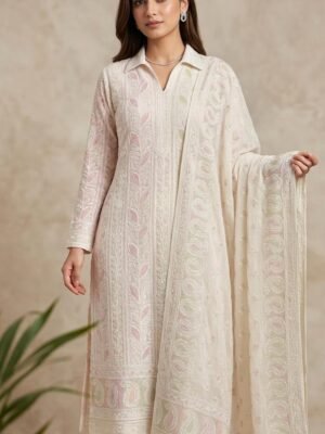 Pure Georgette 2 Piece with Cut-Dana, Pearl and Chikankari Work