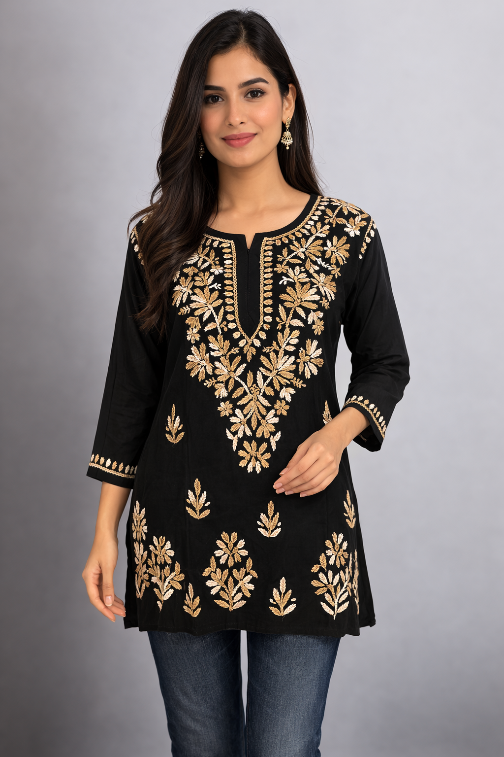 Rayon Short Kurti with Dual Color Chikankari Work | Cream Color and White 1 Rayon Short Kurti with Dual Color Chikankari Work | Cream Color and White